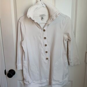 5/$10 | Banana Republic White Button-Up 3/4 Sleeve Sweatshirt High Collar